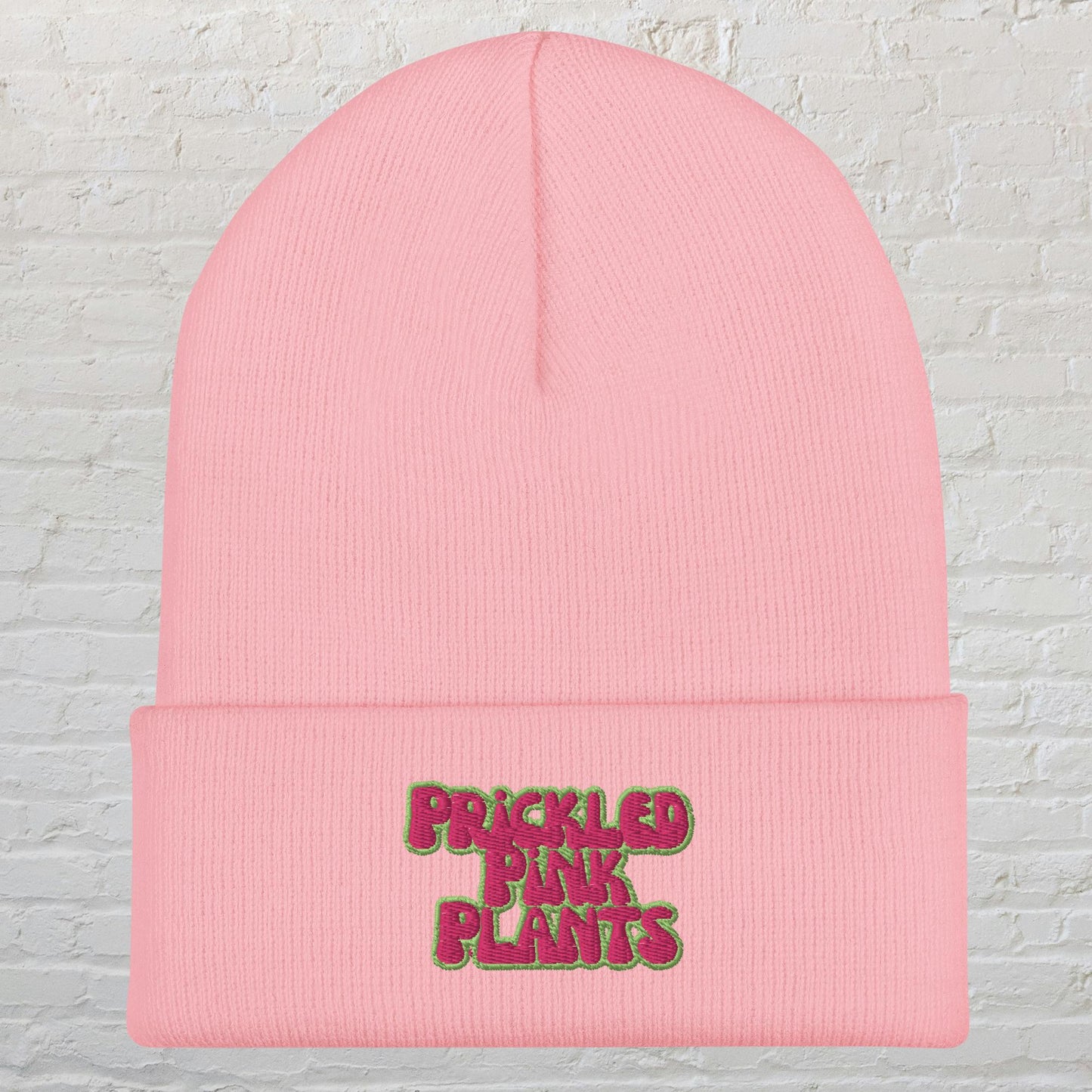 "Prickled Pink Plants" Cuffed Beanie