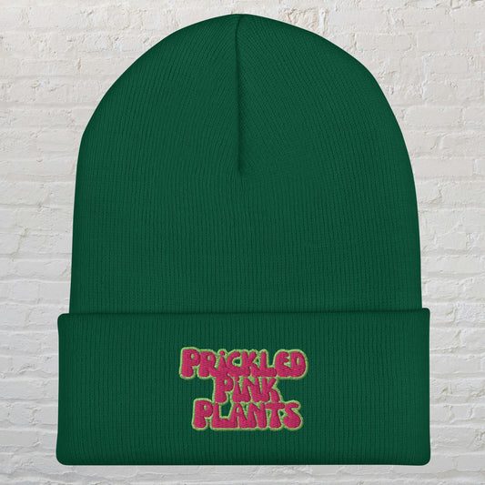 "Prickled Pink Plants" Cuffed Beanie