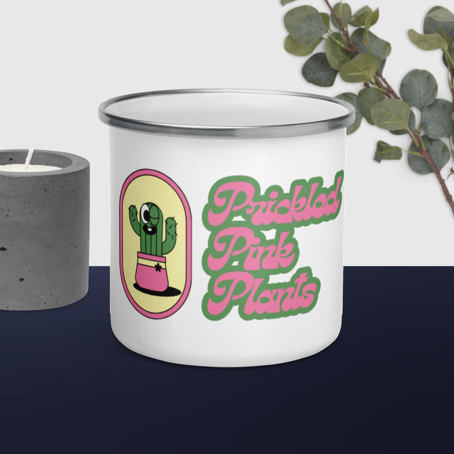 Prickled Pink Plants Enamel Mug