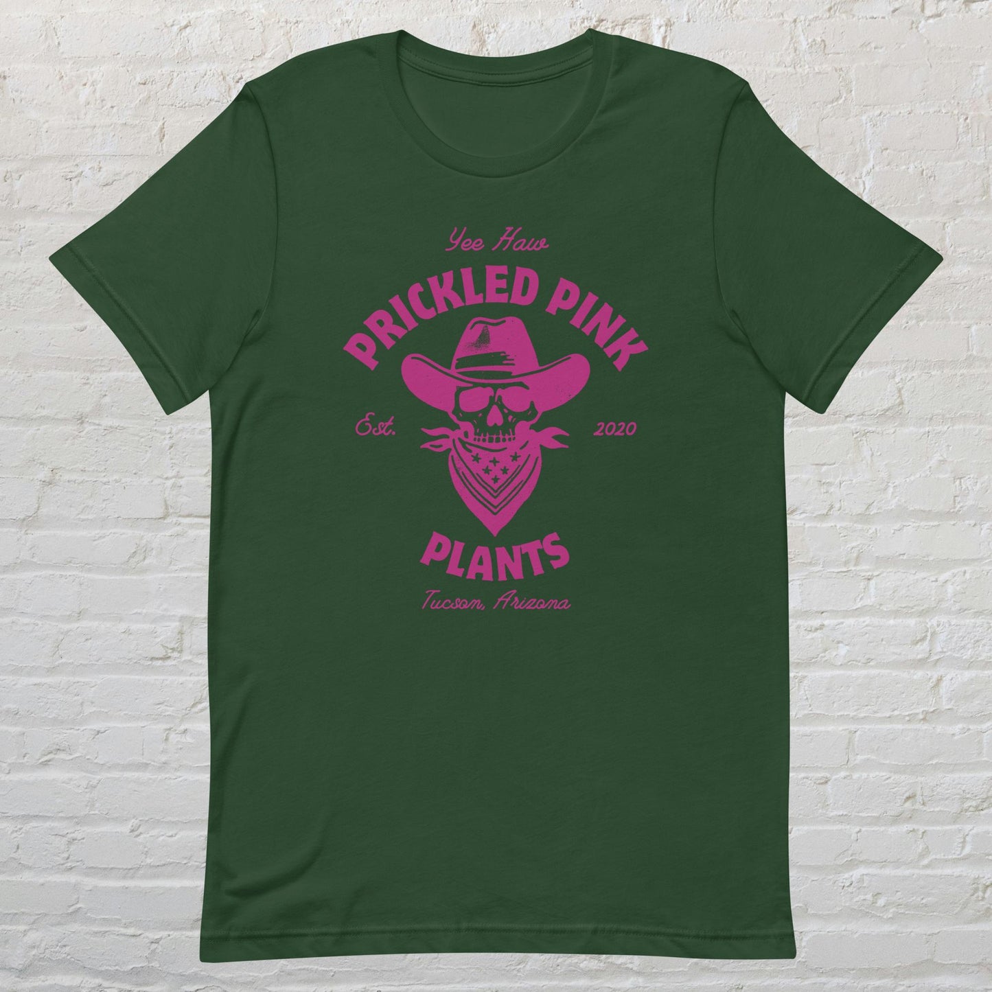 "Prickled Pink Plants Logo. yee haw" Unisex t-shirt