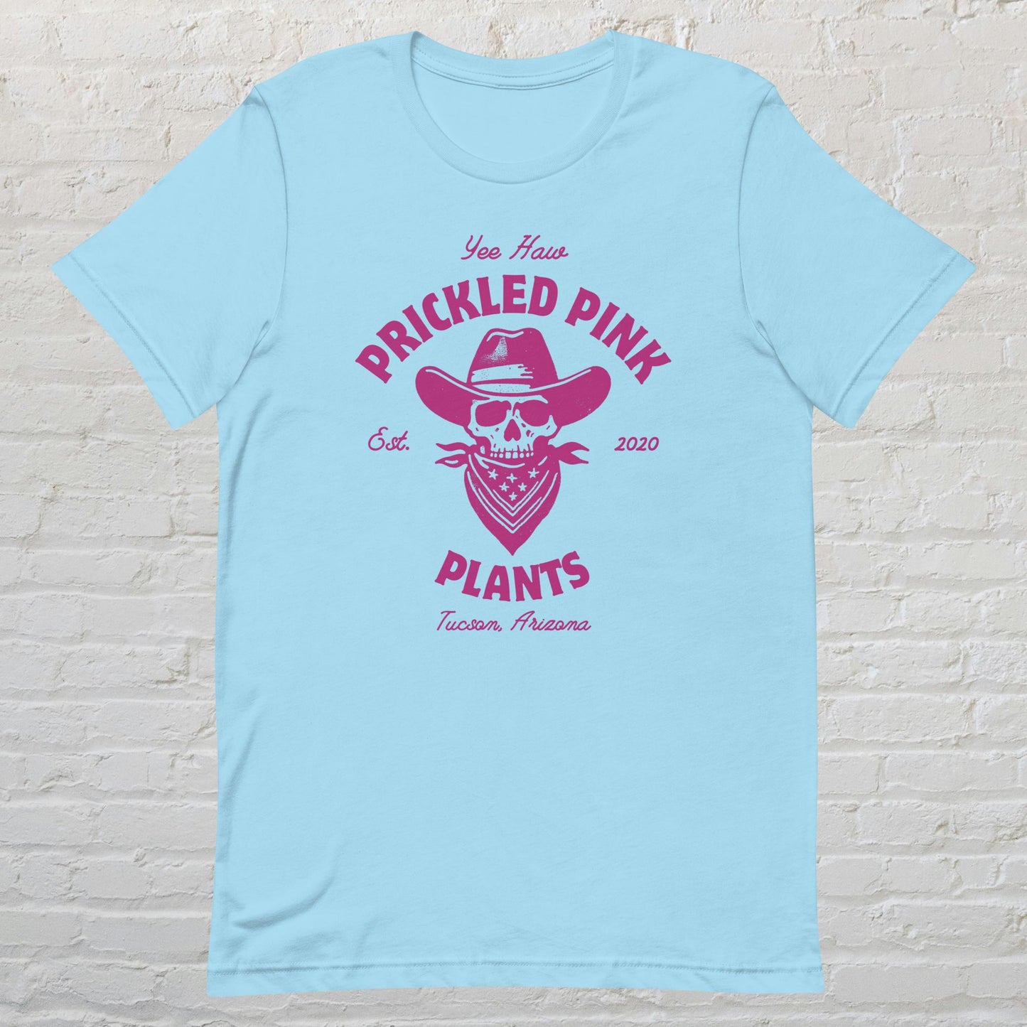 "Prickled Pink Plants Logo. yee haw" Unisex t-shirt