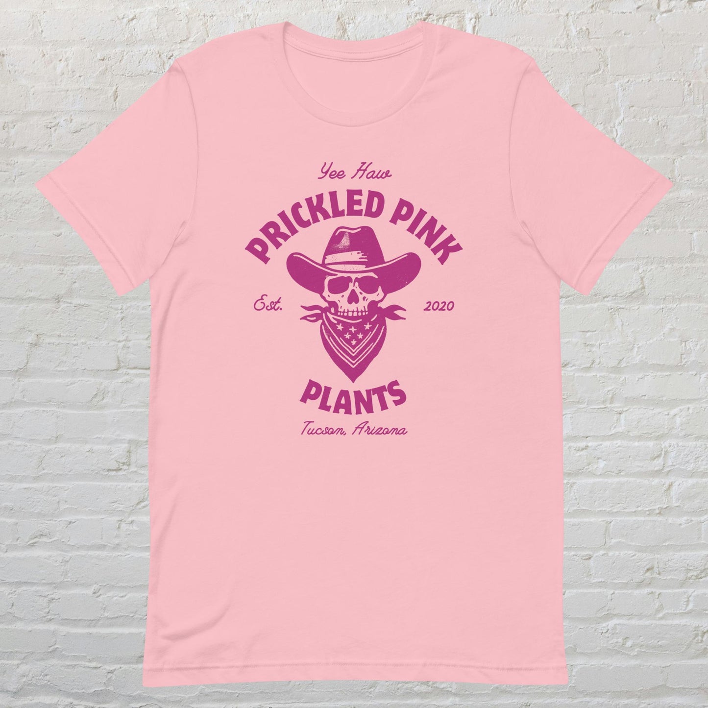 "Prickled Pink Plants Logo. yee haw" Unisex t-shirt