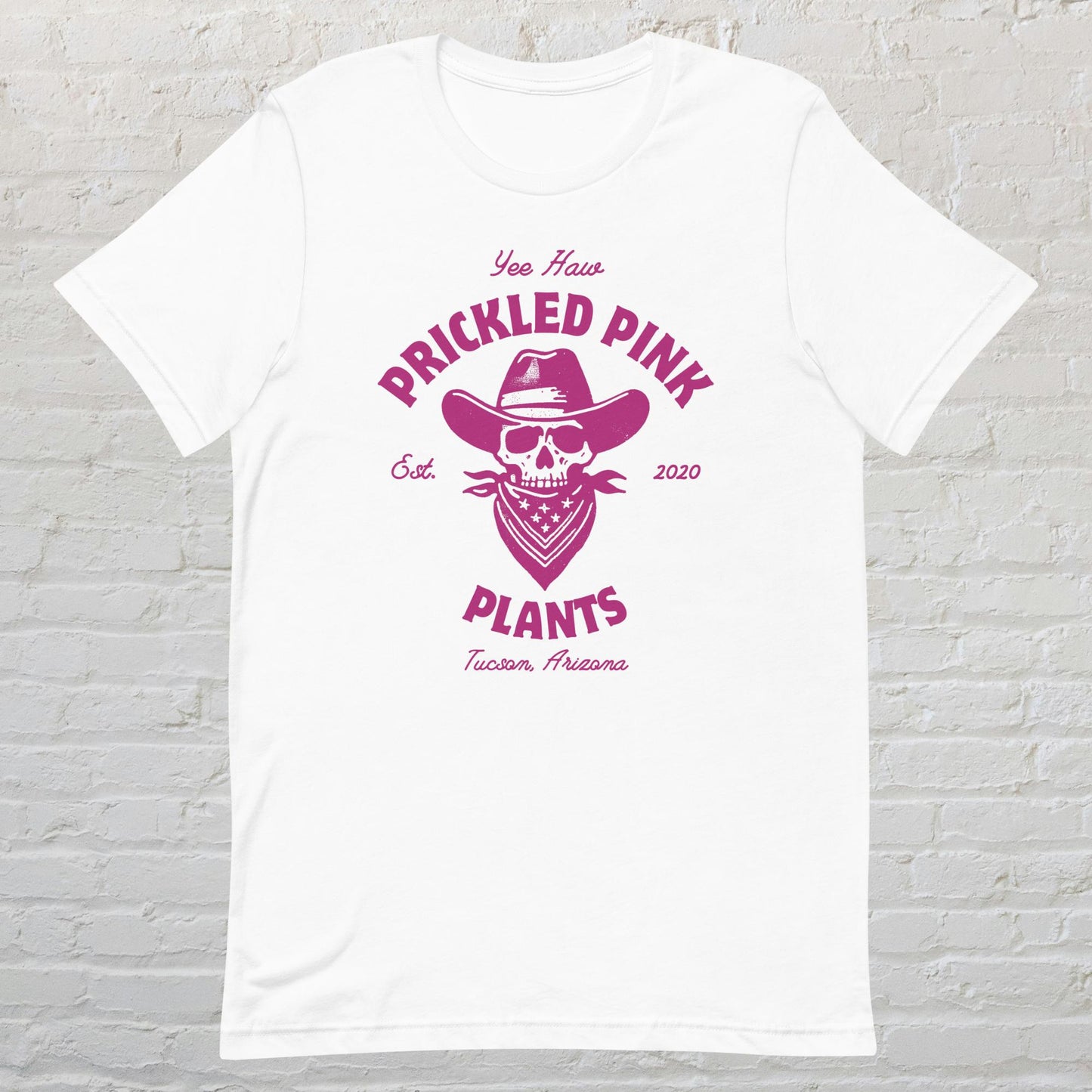 "Prickled Pink Plants Logo. yee haw" Unisex t-shirt