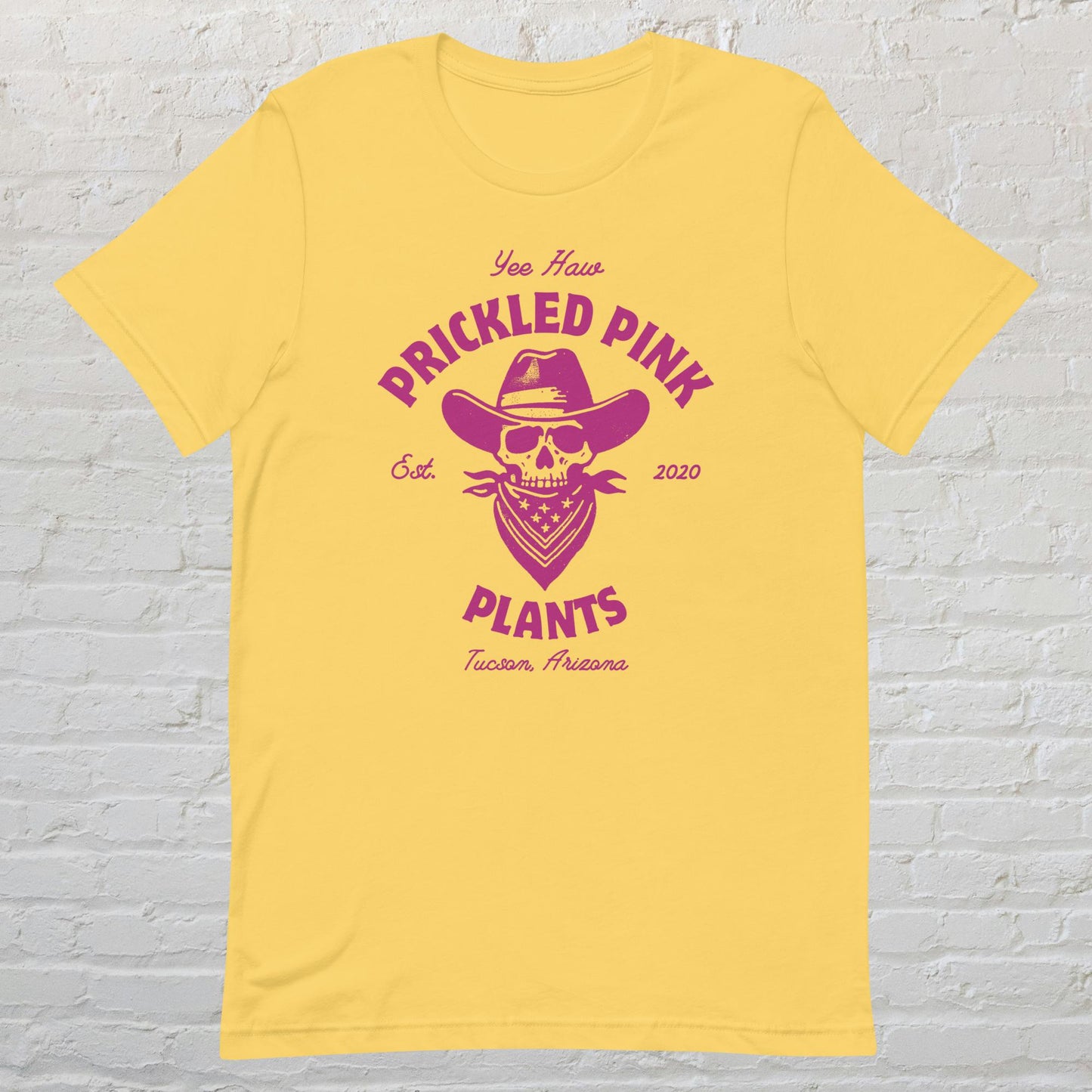 "Prickled Pink Plants Logo. yee haw" Unisex t-shirt